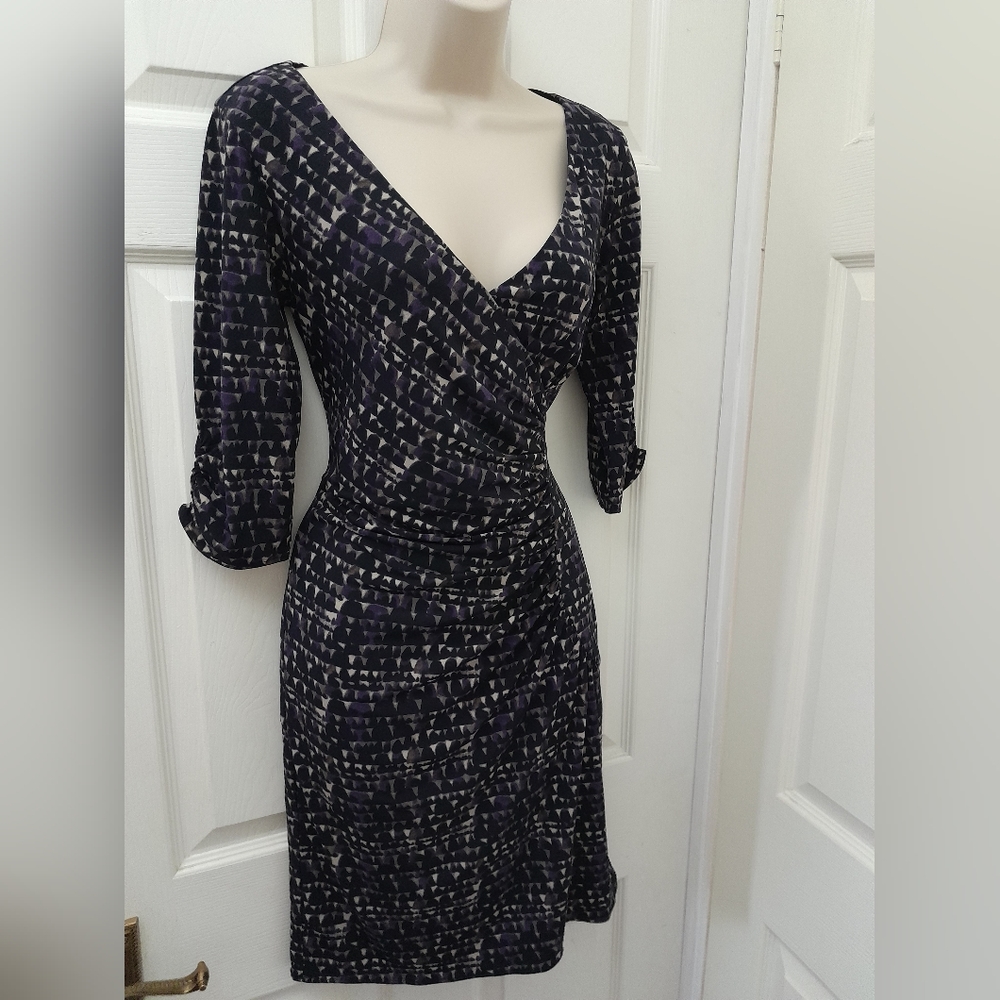 3/4 sleeve faux wrap style Jersey dress from COAST size 10 - Picture 3 of 9